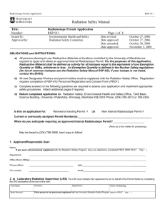Internal Radioisotope Permit Application