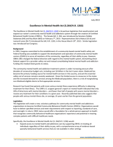 1 July 2013 Excellence in Mental Health Act (S.264/H.R. 1263) The