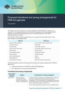 Proposed transitional and saving arrangements for FMA Act agencies