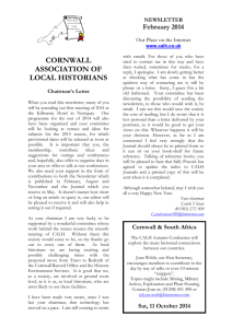Chairman`s Letter - The Cornwall Association of Local Historians