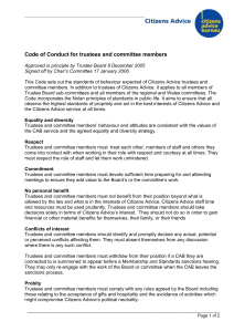 Code of Conduct for trustees and committee