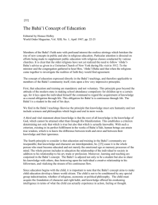 The Baha`i Concept of Education - H-Net
