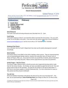 Church Announcements Updated February 15, 2015 Please call the