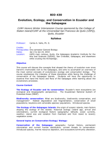 Evolution, Ecology, and Conservation in Ecuador and the Galapagos