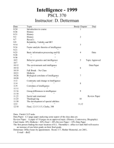 Douglas K. Detterman`s Intelligence Course
