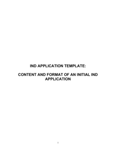 Content and Format of an Initial IND Application - O3IS