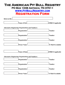 Registration Form - American Pit Bull Registry