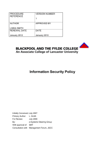 Information Security Policy - Blackpool and The Fylde College