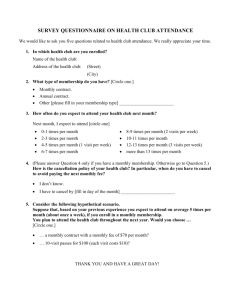 Survey Questionnaire on Health Club Attendance Aug 2002