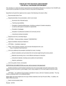 Checklist for Excellence Review for Initial Continuing Appointment