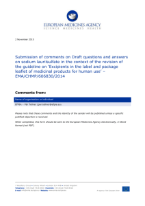 Draft questions and answers on sodium laurilsulfate in the