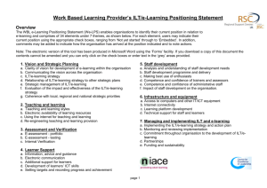 WORK BASED e-LEARNING POSITIONING STATEMENT