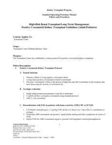 I. Positive Crossmatch Kidney Transplant Protocol