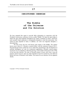 The Minds I Chapter 17 The Riddle on the Universe and its Solution