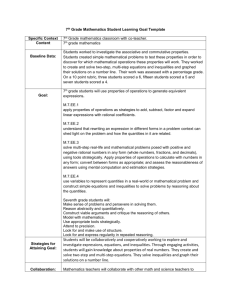 7th Grade Mathematics Student Learning Goal Template Specific