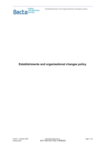 Establishments and organisational changes policy