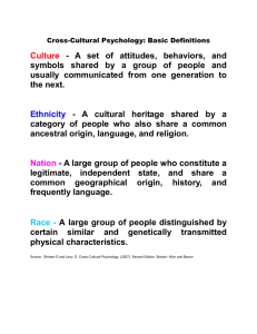 Cross-Cultural Psychology: Basic Definitions