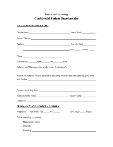 Confidential Patient Questionnaire