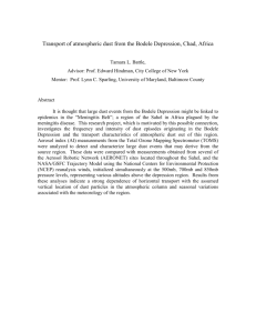 Transport of atmospheric dust from the Bodele Depression, Chad