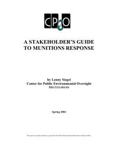 Stakeholder`s Guide to Munitions Response