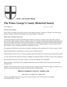 NEWS AND NOTES FROM - Prince George`s County Historical Society