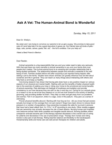 Ask A Vet: The Human-Animal Bond is Wonderful