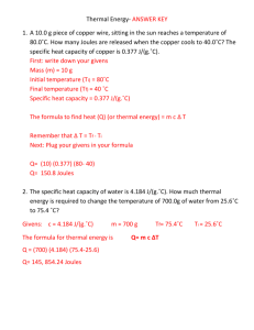 Thermal Energy Answer Key