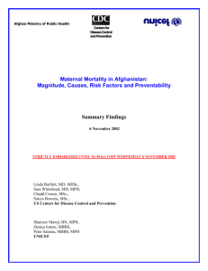 Maternal Mortality in Afghanistan