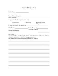 Fieldwork Report Form