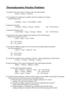 Worksheets Entropy Worksheet ap worksheet 9c entropy enthalpy and gibbs free energy thermochemistry practice problems