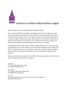 NEW Carolina Ice Palace Adult Hockey League Rules