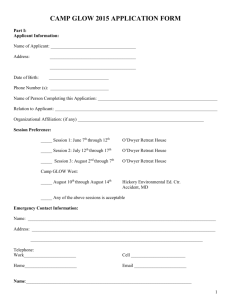 CAMP GLOW APPLICATION FORM - The Archdiocese of Baltimore