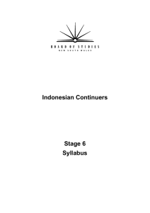 Indonesian Continuers - Stage 6 - Syllabus