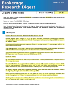 Celgene Corporation (CELG – NASDAQ) $110.14* Note: All new or