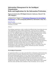 Information Management for the Intelligent Organization: Roles and