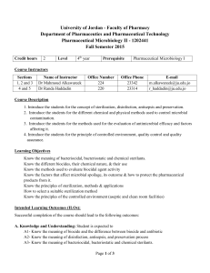 Course outline-Pharmaceutical microbiology 2-