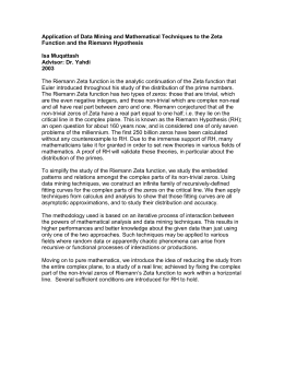 Application Of Data Mining And Mathematical Techniques To The Zeta Application Of Data Mining And Mathematical Techniques To The Zeta