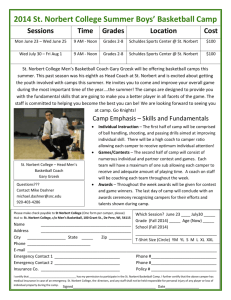 2014 St. Norbert College Summer Boys` Basketball Camp Sessions