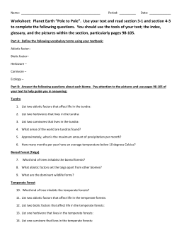 Worksheets Planet Earth Pole To Pole Worksheet name period date video worksheet planet earth biome survey questions