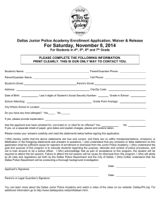 Junior Police Academy Enrollment Application