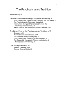 Psychotherapy Traditions - Psychodynamic