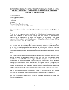 Executive Mayor`s statement - 17 September 2015