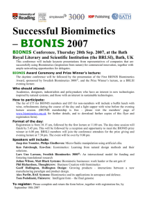 Successful Biomimetics - BIONIS 2007 booking form