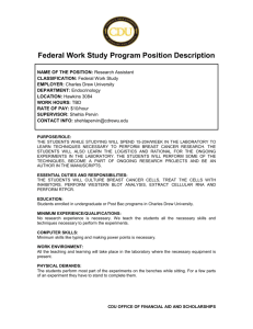 FWS Research Assistant position - Charles R. Drew University of