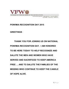 POW/MIA Recognition day 2015 GREETINGS THANK YOU FOR