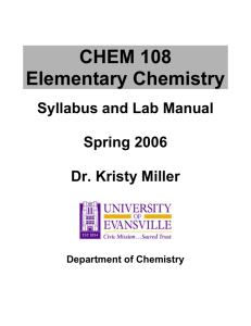 CHEM 108 - University of Evansville Faculty Web sites
