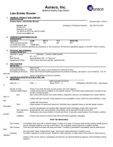 Auraco, Inc. Material Safety Data Sheet Lake Builder Booster