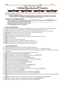 the Study Guide for Mr. Brown`s Level 1- Biology Unit 4
