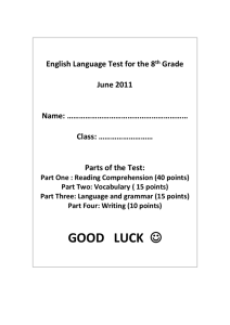 English Language Test for the 8th Grade June 2011 Name