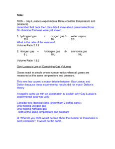 Note: 1805 – Gay-Lussac`s experimental Data (constant temperature